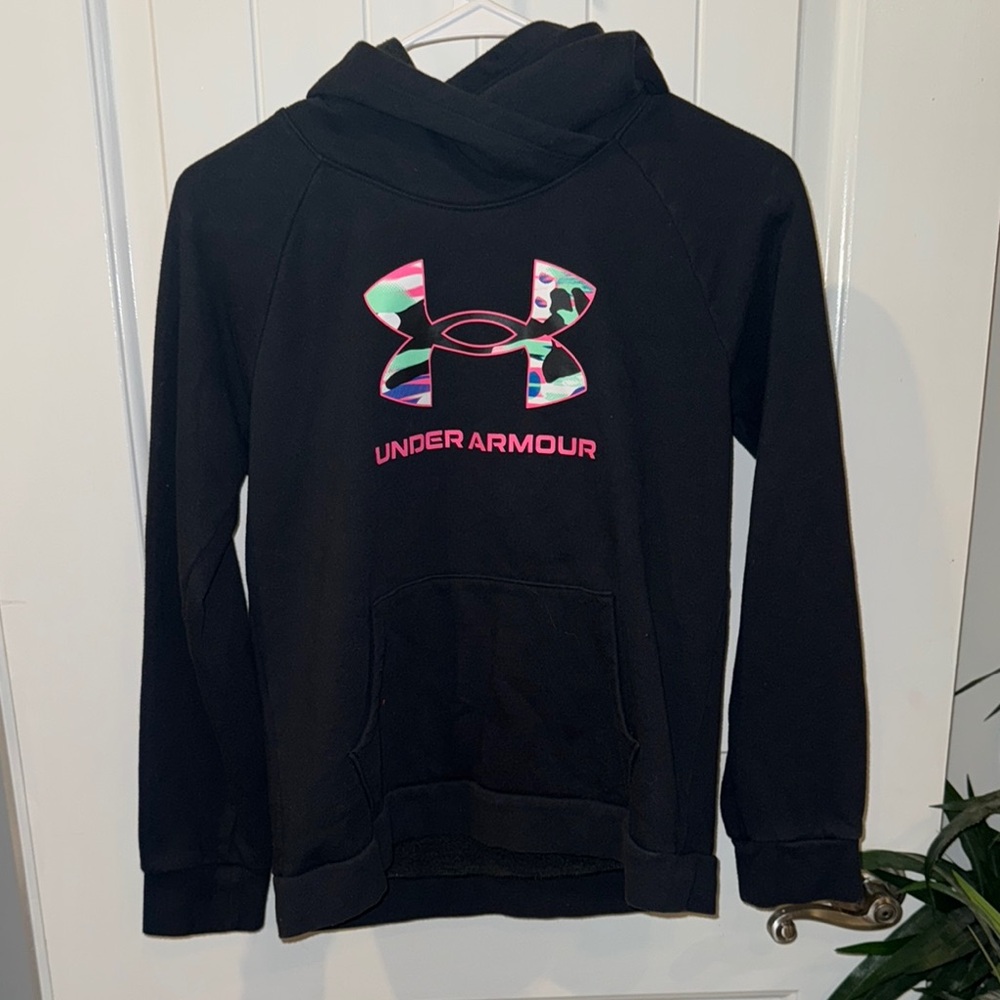 Under Armour Black Hoodie with Multicolor Logo